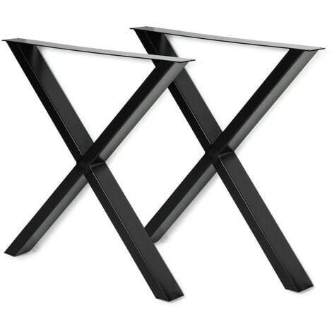 Lot de 2 pieds de table forme X 72x73 cm design industriel - Noir