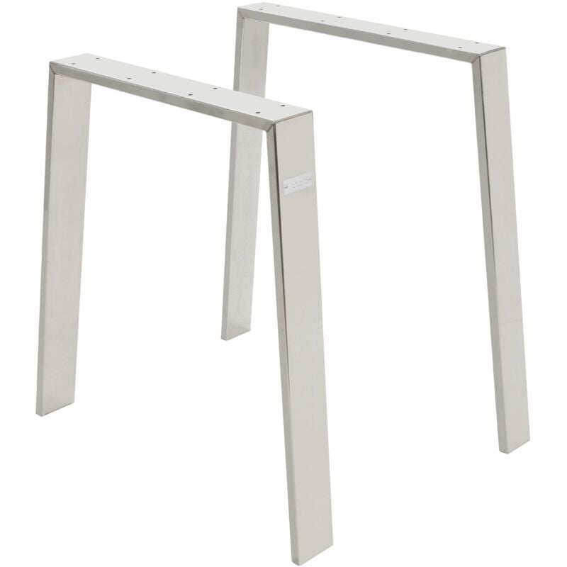 Ml-design - Jeu 2x Pieds de Table Loft 75x72 cm, Argent, Profil 8x2 cm, Acier Inoxydable, Design Industriel, Forme en u, Piètement de Table Scandic,
