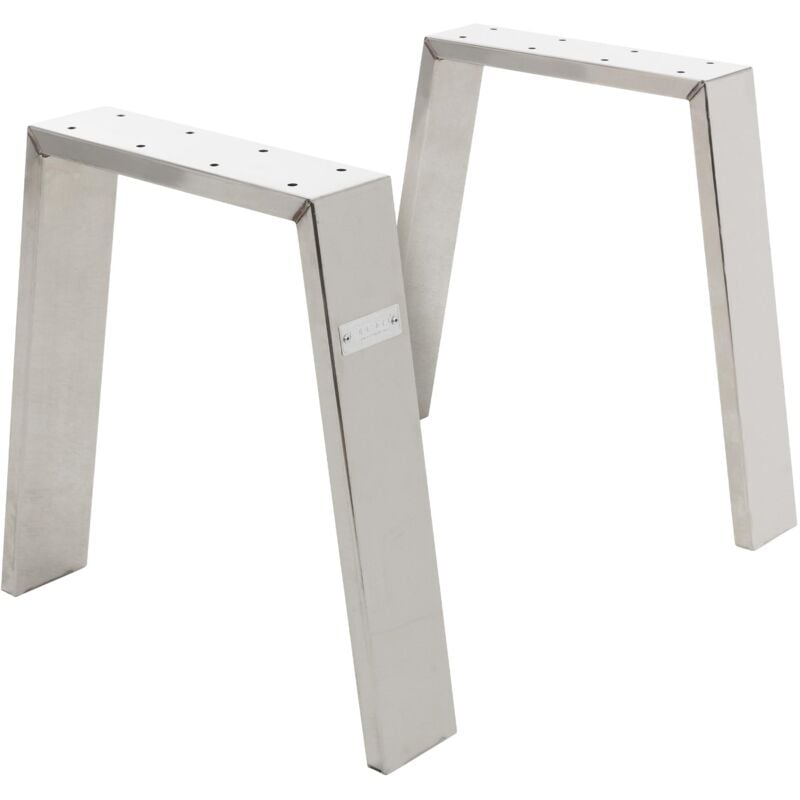 Ml-design - Jeu 2x Pieds de Table Loft 44x42 cm, Argent, Profil 8x2 cm, Acier Inoxydable, Design Industriel, Forme en u, Piètement de Table Scandic,