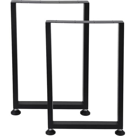 Lot de 2 Pieds de Table Métal,Pied de Table Industriel en Fer pour Table a Manger,Table Basse,Plan de Travail,Noir (45x71CM)