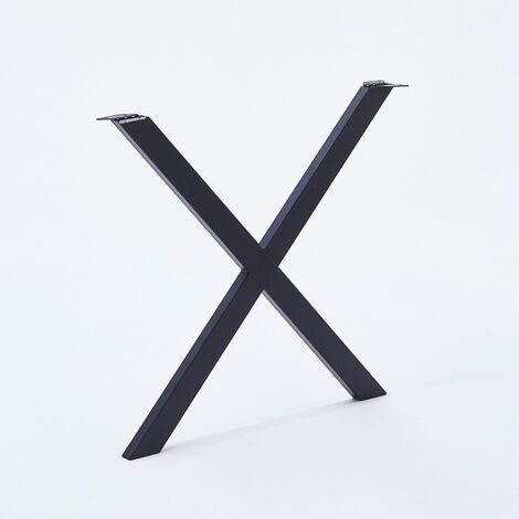 Lot de 2 pieds de table modèle en X HT 71 x L. 77,5 cm noir mat