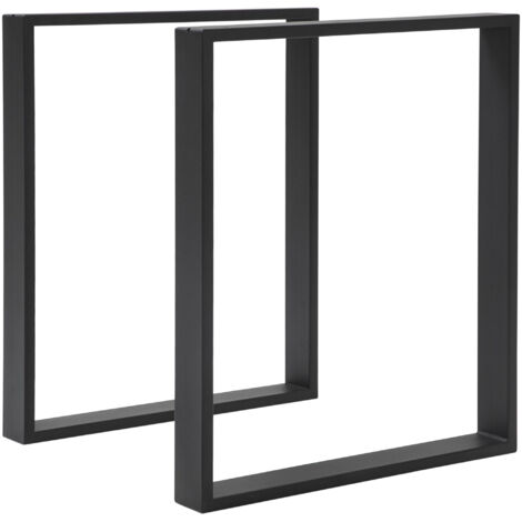 Lot de 2 pieds de table rectangulaires en acier noir, hauteur 72 cm, design moderne