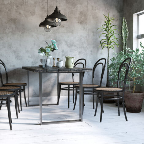 Lot de 2 pieds rectangulaires en acier noir pour table - hauteur 72 cm - design contemporain