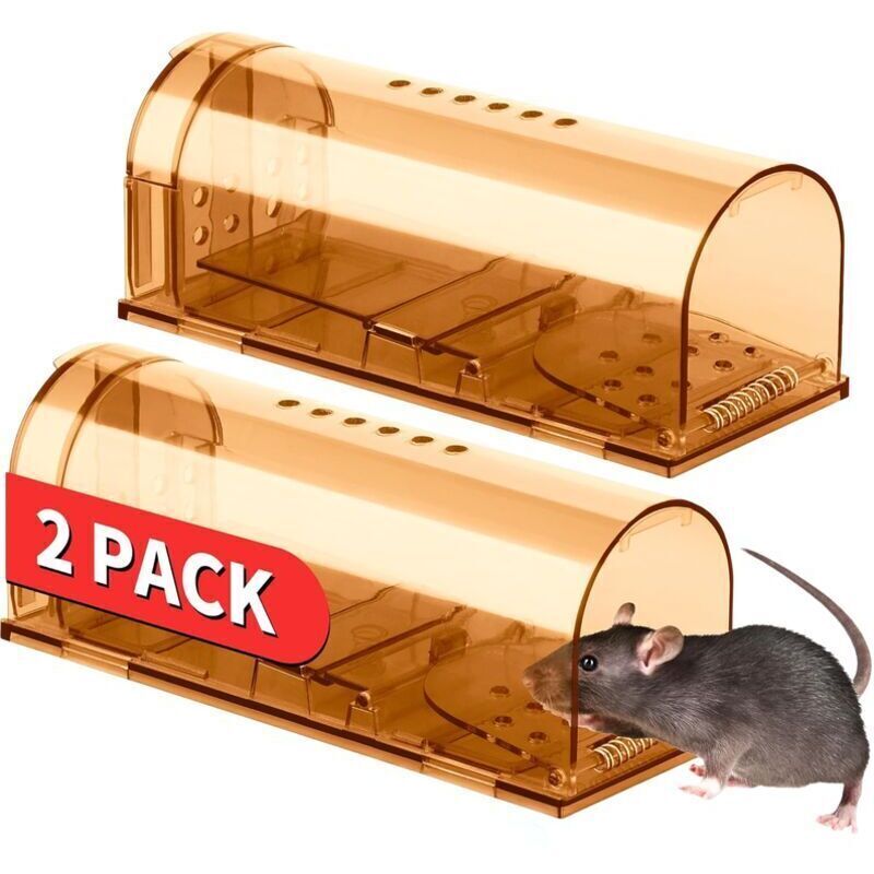 Lot de 2 pièges à souris, pièges à souris vivants, pièges à souris pour l'intérieur et la maison, réutilisables avec, pièges à taupes, écureuils et