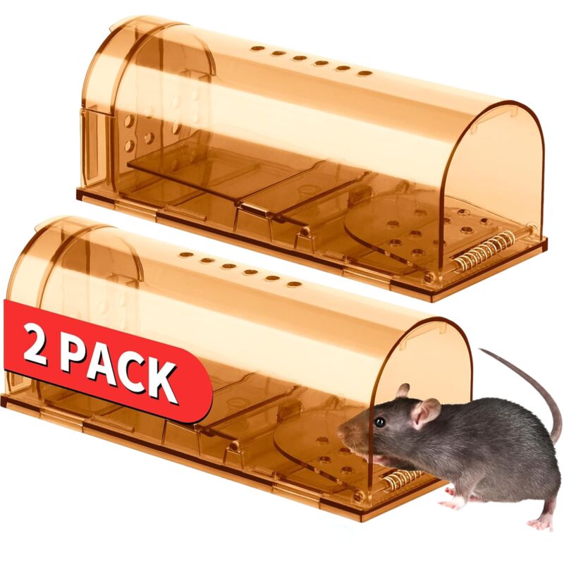 Lot de 2 pièges à souris, pièges à souris vivants, pièges à souris pour l'intérieur et la maison, réutilisables avec, pièges à taupes, écureuils et