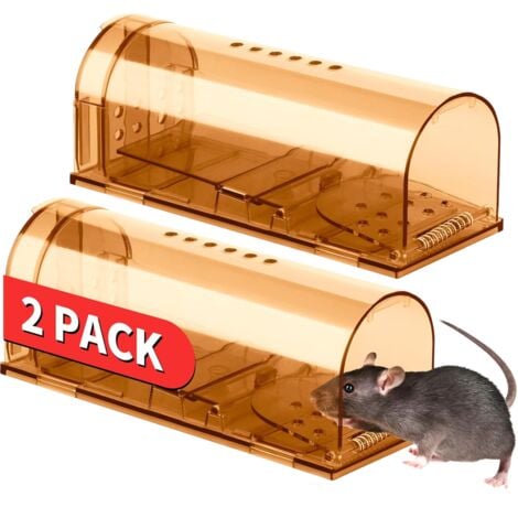 Lot de 2 pièges à souris, pièges à souris vivants, pièges à souris pour l'intérieur et la maison, réutilisables avec, pièges à taupes, écureuils et rats non mortels pour la maison et l'extérieur YMYNY