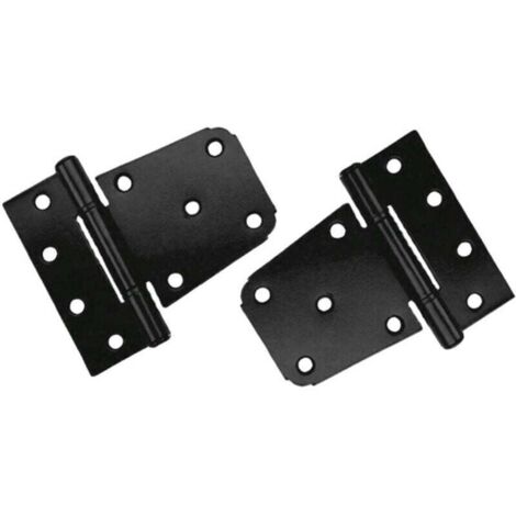 Lot de 2 piezas Charnière Porte Lourde, Charnières en Acier au Carbone Noir, Charnières de Porte Plates pour Abri de Jardin, Grange, Clôture en Bois (Vis Incluses) (Noir)