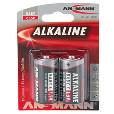 lot de 2 piles alcalines 1,5 v baby c / lr14.