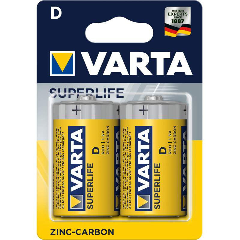 Pile saline R20/D blister de 2 - Varta