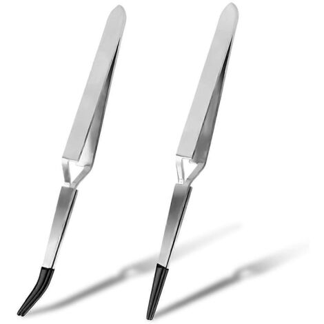Lot de 2 pinces à épiler pour travaux manuels, pinces à épiler à verrouillage croisé inversé en acier inoxydable--