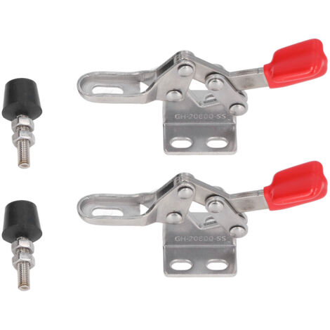 Lot de 2 pinces à genouillère verticales à dégagement rapide en acier inoxydable, réglables, capacité de maintien de 30 kg (66 lb), pour le travail du bois