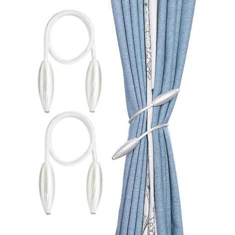 Lot de 2 pinces à rideaux/attaches décoratives en corde, nouage torsadé créatif pour rideaux, supports de rideaux (blanc)