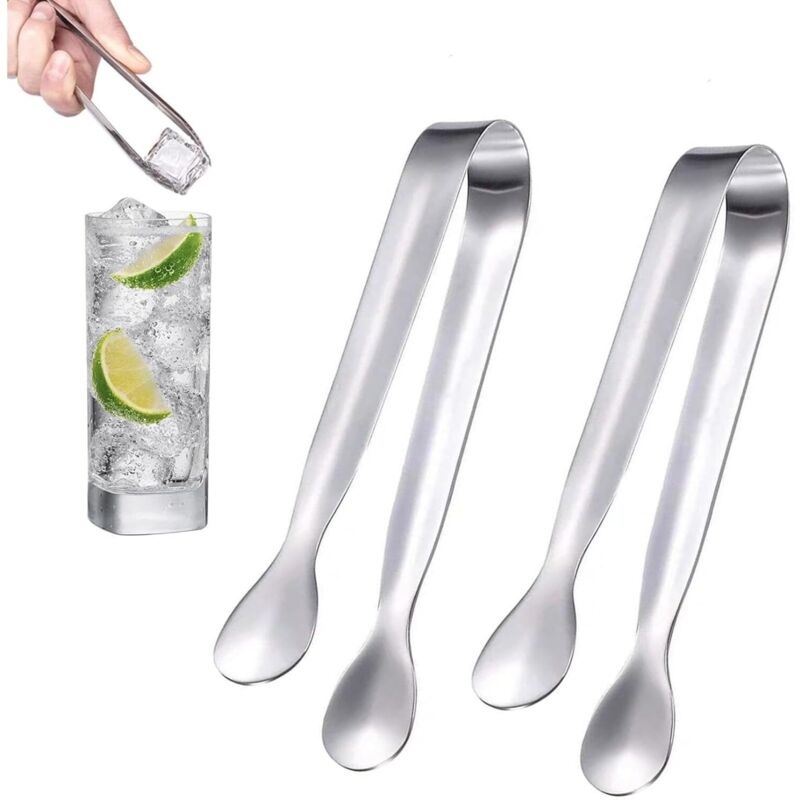 Lot de 2 pinces à sucre en acier inoxydable pour bar à bonbons, pinces à glace, pinces à sucre et glaçons, pinces à dessert, pour buffet Argenté