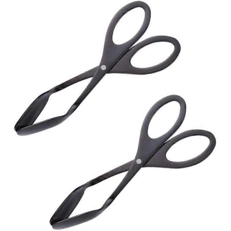 Lot de 2 pinces de cuisine Baikai en acier inoxydable, pinces de service pour la cuisine, les barbecues, les buffets et les salades (noir)