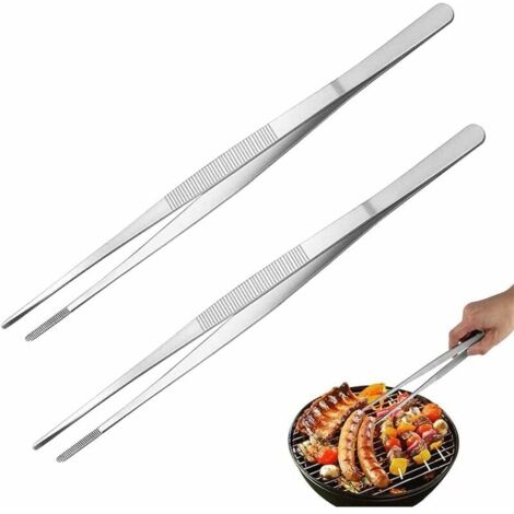Lot De 2 Pinces De Cuisine En Acier Inoxydable De Qualité Alimentaire 30 Cm,Pince à Viande Avec Surface De Préhension Rainurée,Brucelles De Barbecue Multifonctionnelles,Pince Pour La Cuisine-LIAIKI