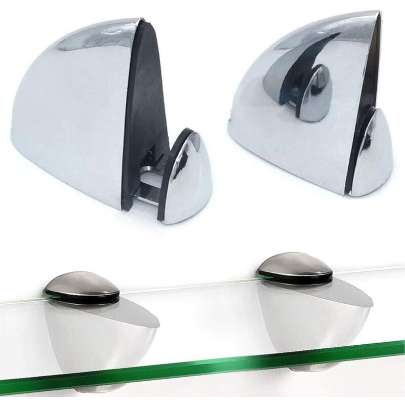 Lot de 2 pinces en verre, support d'étagère en bois/verre, supports en bois avec support en verre, clip en forme de bouche de poisson, pince réglable
