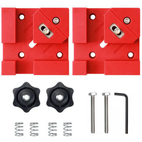 Lot de 2 pinces multifonctions à 90 degrés adaptées pour la menuiserie en bois et l'installation de fixations d'ébénisterie, assemblage de meubles（Rouge）