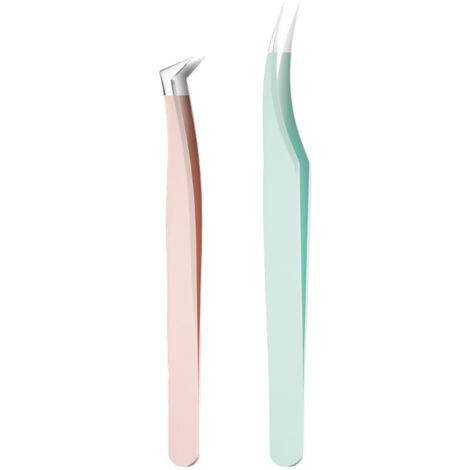 Lot de 2 pinces professionnelles pour faux cils, avec boîte de rangement