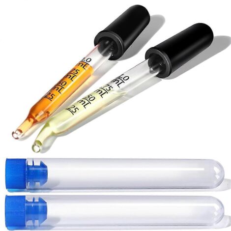 Lot de 2 pipettes compte-gouttes en verre de 1 ml, embouts coudés et droits --