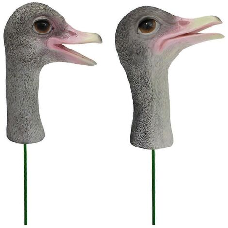 Lot de 2 piquets décoratifs en forme de tête d'autruche pour jardin -