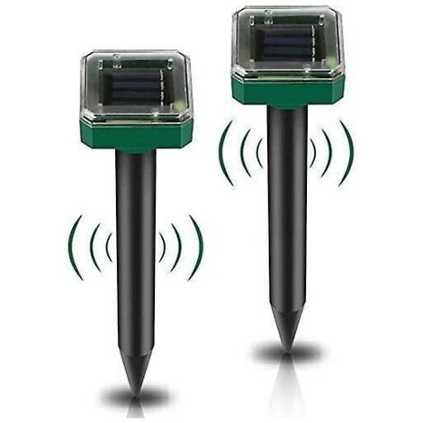 Lot de 2 piquets solaires anti-rats – Répulsif anti-rats à ultrasons – Répulsif solaire contre les rats pour serpents, campagnols, autres animaux