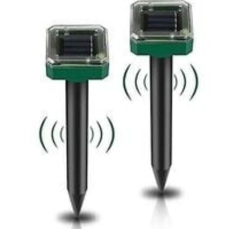 Lot de 2 piquets solaires anti-rats – Répulsif anti-rats à ultrasons – Répulsif solaire contre les rats pour serpents, campagnols, autres animaux