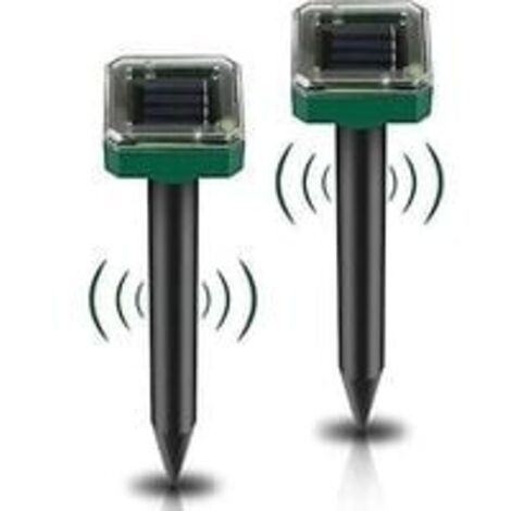 Lot de 2 piquets solaires anti-rats – Répulsif anti-rats à ultrasons – Répulsif solaire contre les rats pour serpents, campagnols, autres animaux