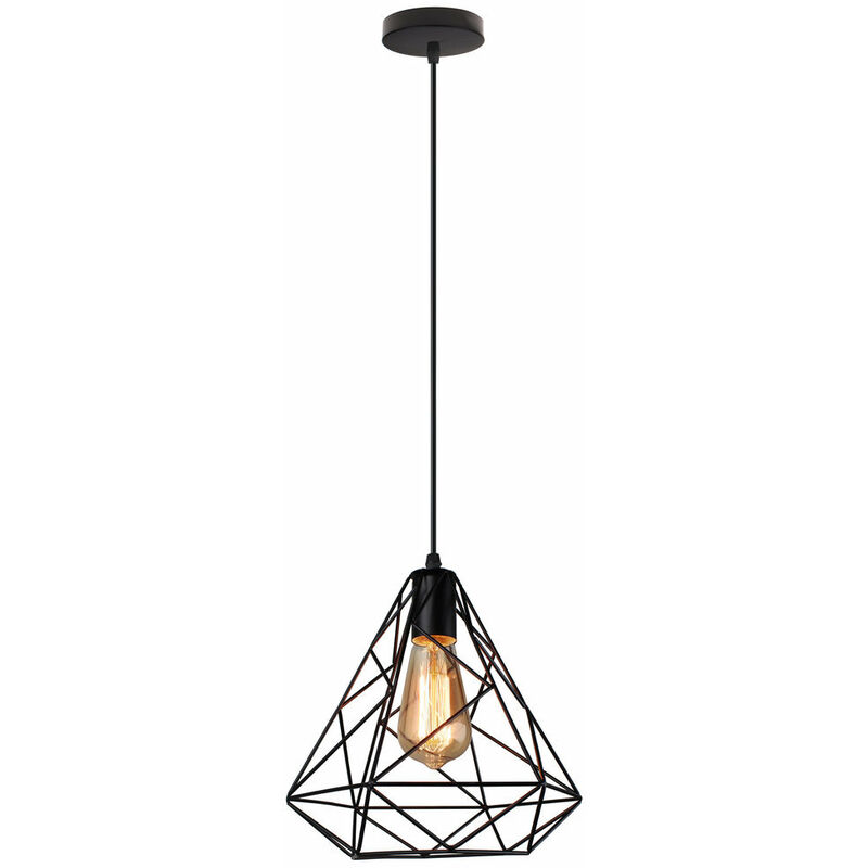 Wottes - E27 Suspension Luminaire Industriel Rétro Lampe Suspension en Métal Éclairage de Plafond Noir - 1Pcs