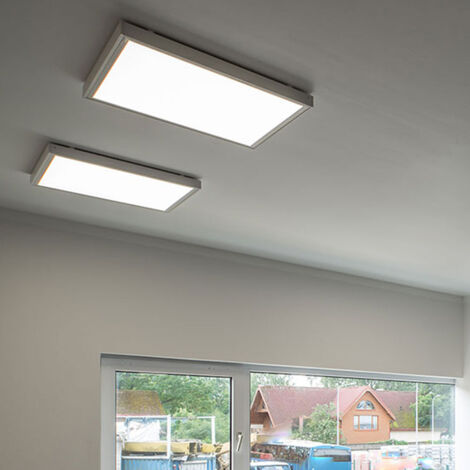 Lot de 2 plafonniers LED plafonniers ALU panneau de lampes de bureau salle de travail blanc