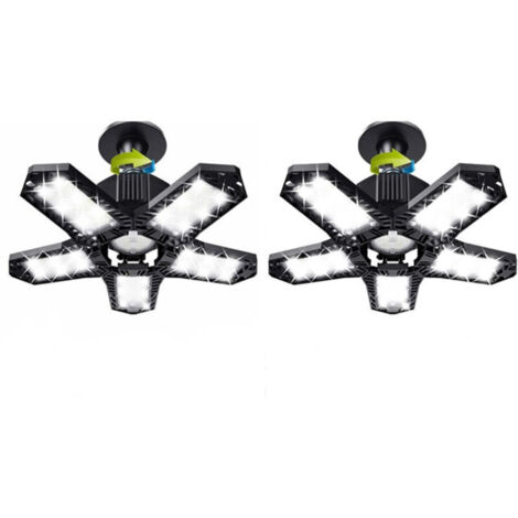 Lot de 2 Plafonniers LED Réglables 120W 12000lm pour Garage Atelier E26/E27