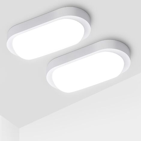 Lot de 2 Plafonniers LED Salle de Bain 18W, 1710LM, IP65 Étanche, Lampe Murale Ovale pour Couloir, Balcon, Cave, Jardin