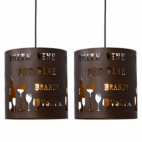 Lot de 2 plafonniers pendule suspension lampe décor motif salle à manger salon spots cappuccino