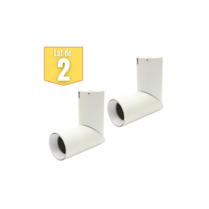 Lot de 2 Plafonniers spots tubes GU10 IP20 blanc