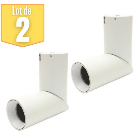 Lot de 2 Plafonniers spots tubes GU10 IP20 blanc