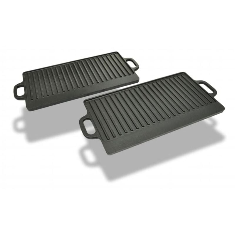 Vidaxl - Plancha en fonte réversible 2 pcs 38x23 cm