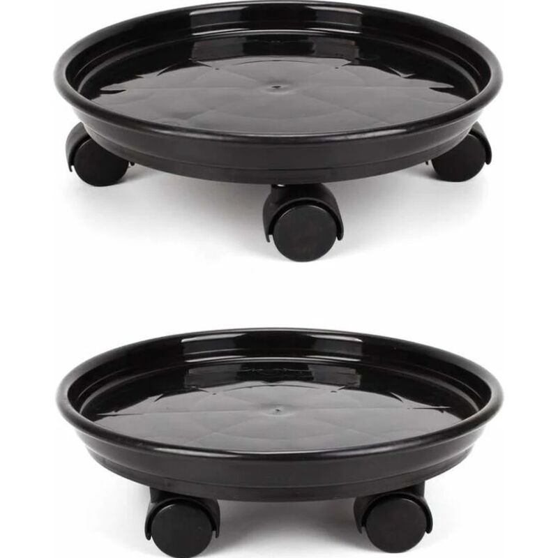 Lot de 2 Plante Caddy,Pot de fleurs rond support de plante en pot sur roues,Heavy Duty Rack sur roulettes Dolly chariot Soucoupe bac Palette avec