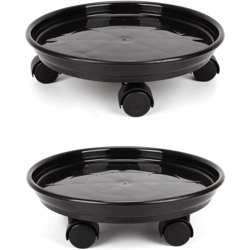 Lot de 2 Plante Caddy,Pot de fleurs rond support de plante en pot sur roues,Heavy Duty Rack sur roulettes Dolly chariot Soucoupe bac Palette avec