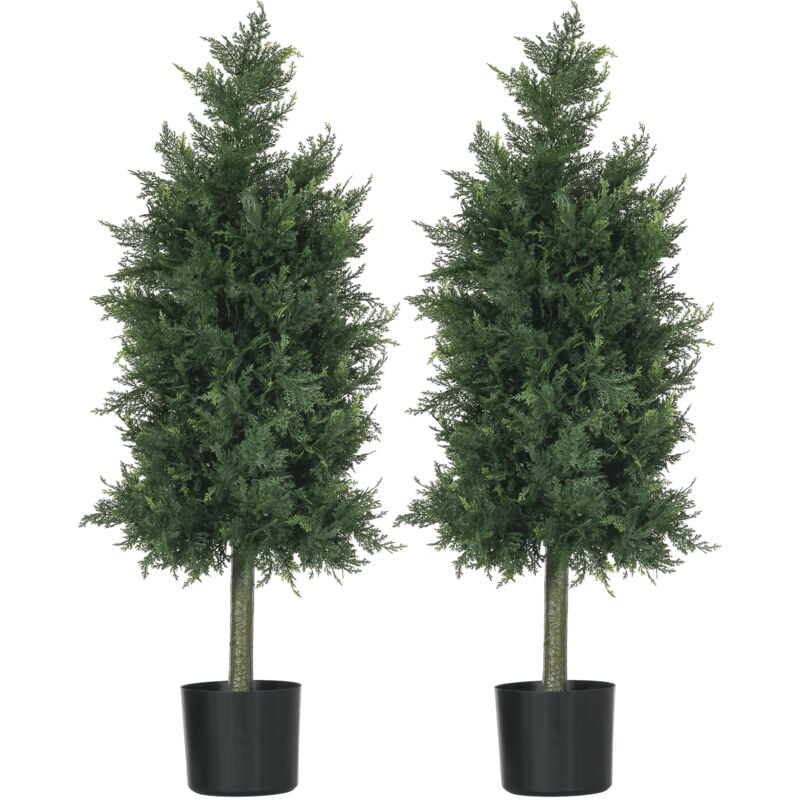 Lot de 2 plantes artificielles sapins cèdre H. 90 cm