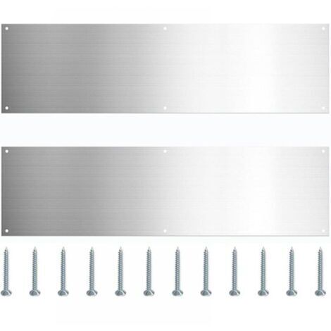 Lot de 2 plaques de seuil de porte en acier inoxydable, panneau de protection de bas de porte en métal, plinthe résistante aux rayures avec vis pour portes intérieures et extérieures