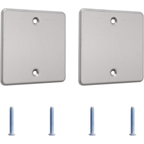 Lot de 2 plaques d'obturation en acier inoxydable pour prise de courant, prises ou interrupteurs non utilisés (argenté)