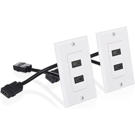 Lot de 2 plaques murales compatibles 2 ports, blanches (prise en charge 4K UHD, ARC et Ethernet Pass-Thru)