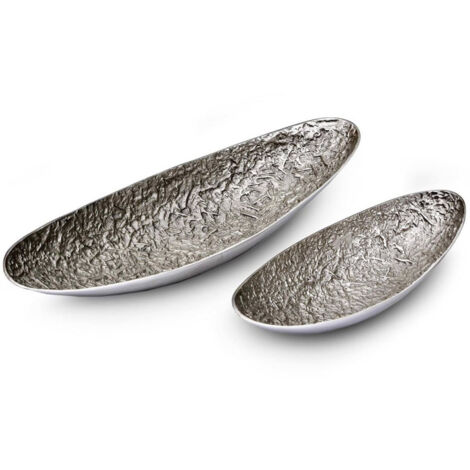 Lot de 2 Plateaux de Présentation "Barque" 76cm Argent