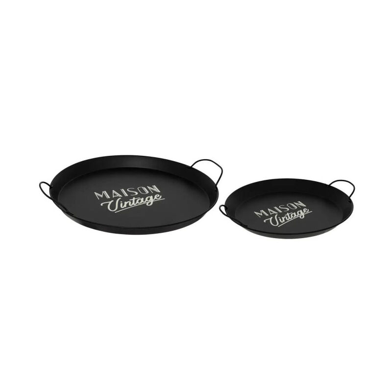 Lot de 2 Plateaux de Service 'Café' 50cm Noir