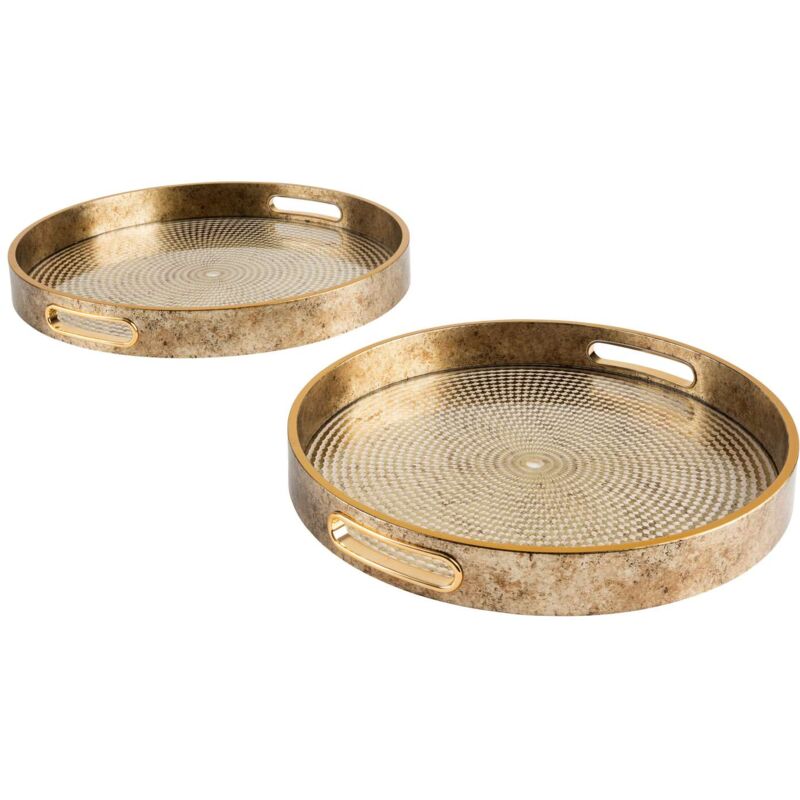 Lot de 2 plateaux en verre et résine