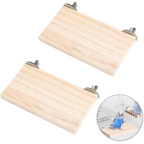 Lot de 2 plateformes pour oiseaux, perchoirs en bois pour hamsters et autres animaux de compagnie, jouets et accessoires naturels pour perruches et chinchillas.