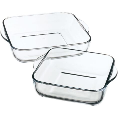 Lot de 2 plats à four carré en verre 22cm et 28cm