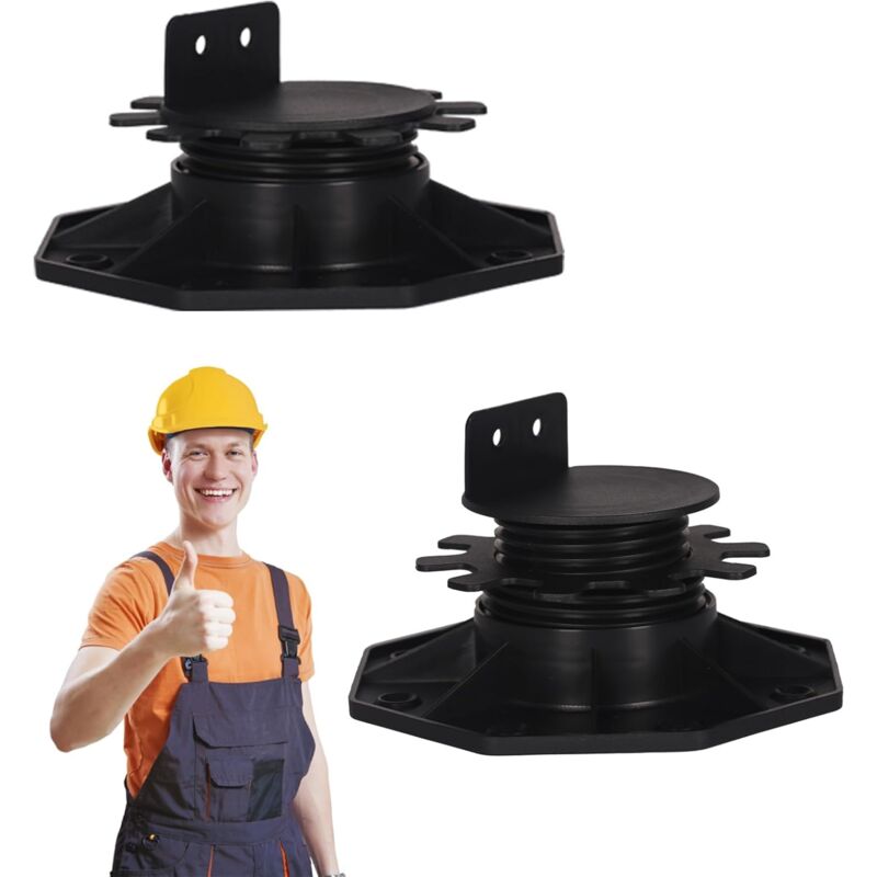 XVX - Lot de 2 Plots Terrasse Réglable, Plot Terrasse Dalle Réglage Hauteur, Plot Terrasse pour Projets de Bricolage en Bois, wpc & Aluminium (30 à