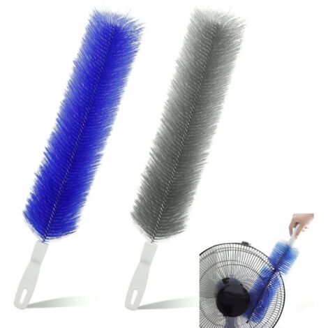 Lot de 2 plumeaux en toile d'araignée - Brosse de nettoyage en plastique - Tête en microfibre - Réutilisable - Pour volets de climatisation, ventilateurs de plafond, grilles d'aération, rideaux,