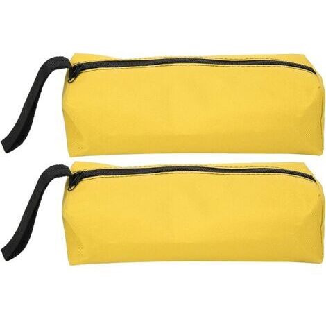 Lot de 2 Pochettes à Outils Portable - 25 x 8,5 x 7 cm - Sac de Rangement Multifonctionnel en Polyester 600D avec Sangle et Fermeture Éclair - Jaune