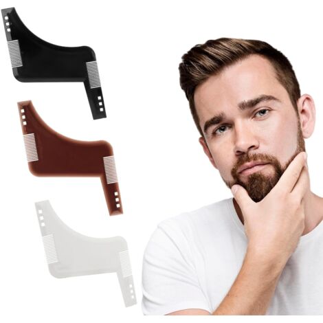 Lot de 2 pochoirs à barbe pour homme - Pour une coupe facile - Forme de barbe - Pour barbe, pattes et cou (3)